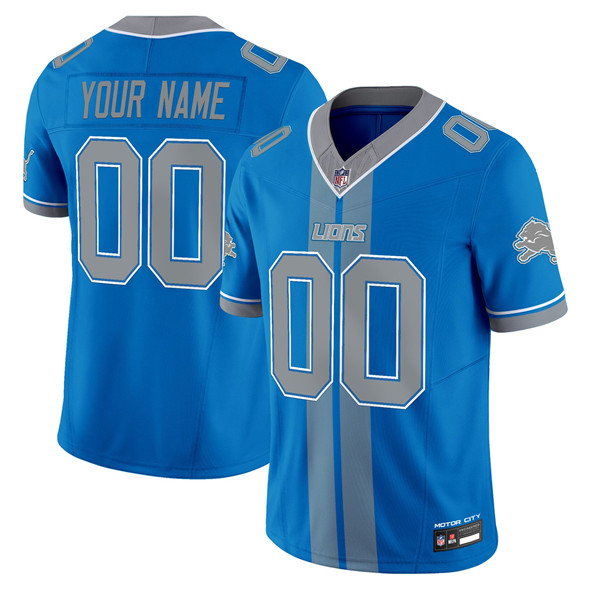 Men's Detroit Lions Customized Blue 2025 F.U.S.E. 'Motor City Racing Edition' Vapor Limited Stitched Football Jersey Men's Detroit Lions Customized Blue 2025 F.U.S.E. 'Motor City Racing Edition' Vapor Limited Stitched Football Jersey
